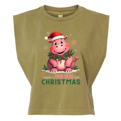 I Want A Moo Deng For Christmas Garment-Dyed Women's Muscle Tee