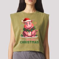 I Want A Moo Deng For Christmas Garment-Dyed Women's Muscle Tee