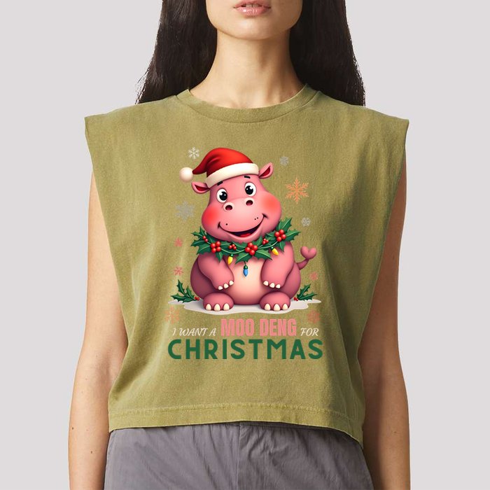I Want A Moo Deng For Christmas Garment-Dyed Women's Muscle Tee