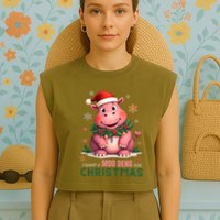 I Want A Moo Deng For Christmas Garment-Dyed Women's Muscle Tee
