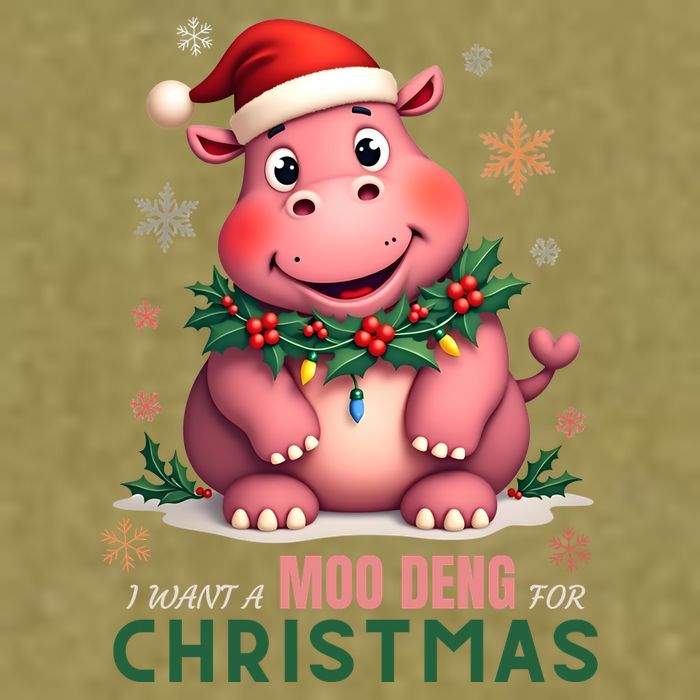 I Want A Moo Deng For Christmas Garment-Dyed Women's Muscle Tee