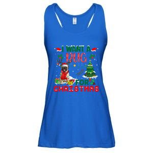 I Want A Pug Dog For Christmas Xmas Pug Dog Reindeer Great Gift Ladies Essential Flowy Tank