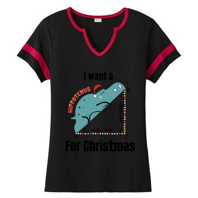 I Want A Hippopotamus For Christmas Ladies Halftime Notch Neck Tee