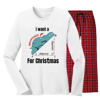 I Want A Hippopotamus For Christmas Women's Long Sleeve Flannel Pajama Set 