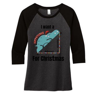 I Want A Hippopotamus For Christmas Women's Tri-Blend 3/4-Sleeve Raglan Shirt