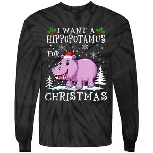 I Want A Hippopotamus For Christmas Xmas Hippo Tie-Dye Long Sleeve Shirt