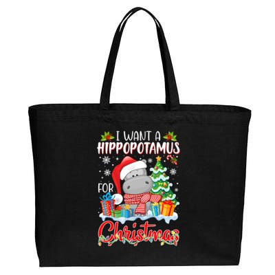 I Want A Hippopotamus For Christmas Xmas Hippo For Gift Cotton Canvas Jumbo Tote