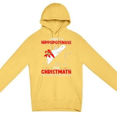 I Want A Hippopotenuse For Christmath Math Teacher Christmas Premium Pullover Hoodie