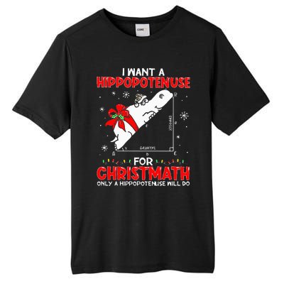 I Want A Hippopotenuse For Christmath Math Teacher Christmas Tall Fusion ChromaSoft Performance T-Shirt