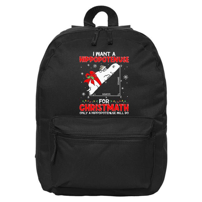 I Want A Hippopotenuse For Christmath Math Teacher Christmas 16 in Basic Backpack