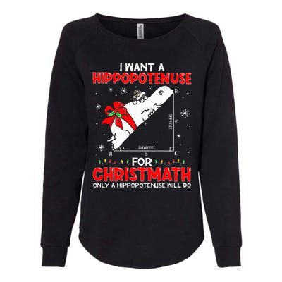 I Want A Hippopotenuse For Christmath Math Teacher Christmas Womens California Wash Sweatshirt