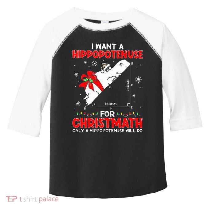 I Want A Hippopotenuse For Christmath Math Teacher Christmas Toddler Fine Jersey T-Shirt