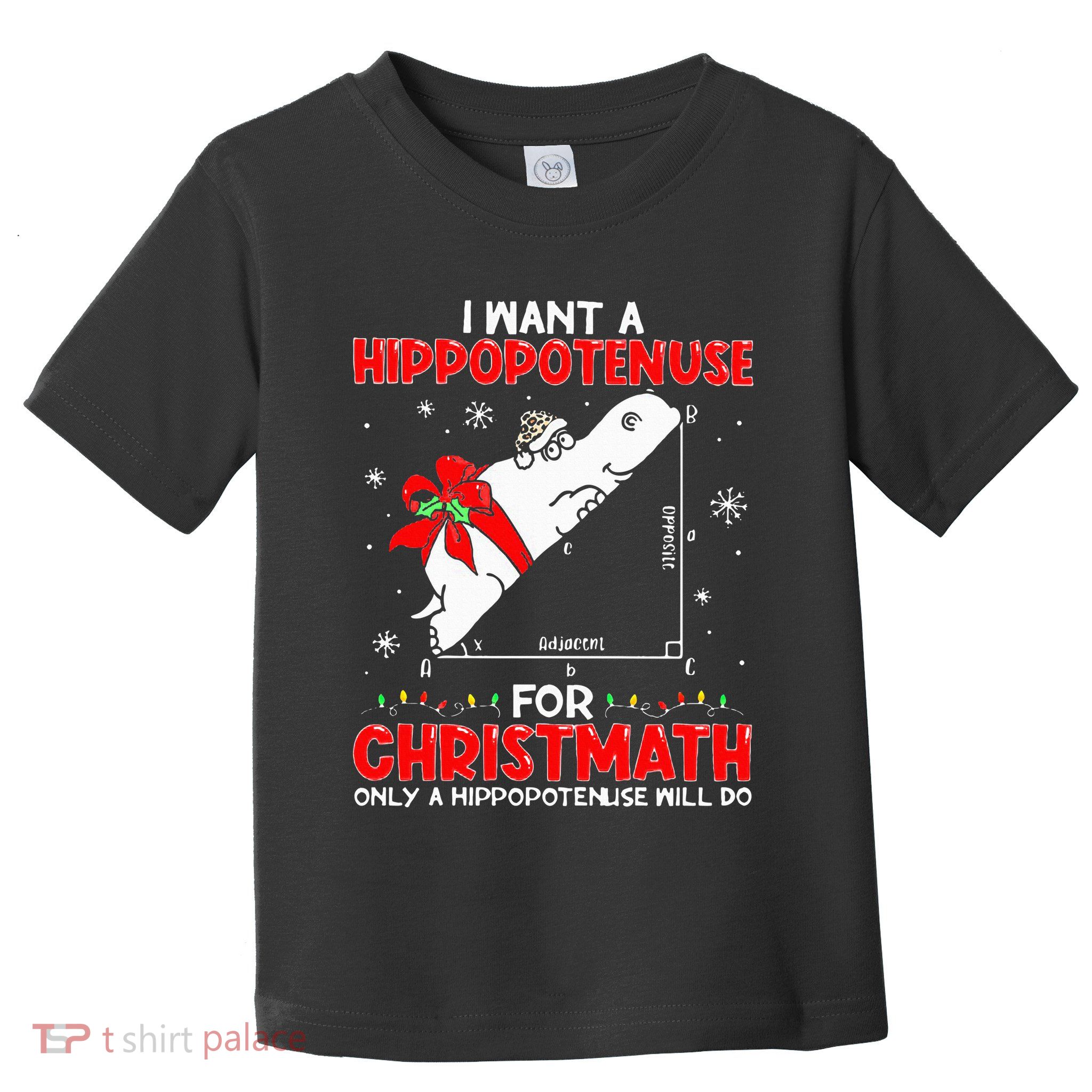 I Want A Hippopotenuse For Christmath Math Teacher Christmas Toddler T-Shirt