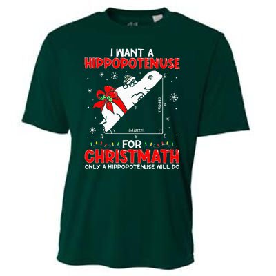 I Want A Hippopotenuse For Christmath Math Teacher Christmas Cooling Performance Crew T-Shirt