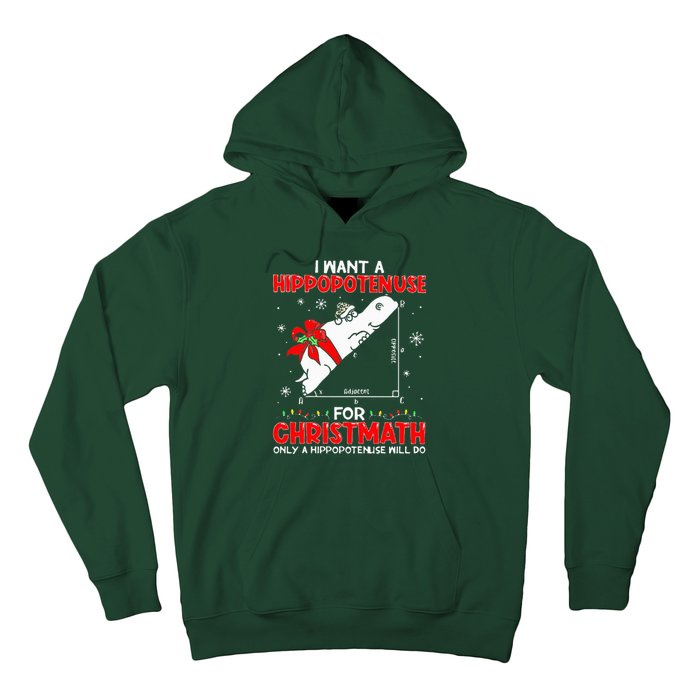 I Want A Hippopotenuse For Christmath Math Teacher Christmas Hoodie