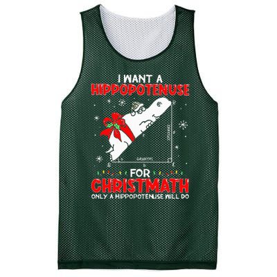 I Want A Hippopotenuse For Christmath Math Teacher Christmas Mesh Reversible Basketball Jersey Tank