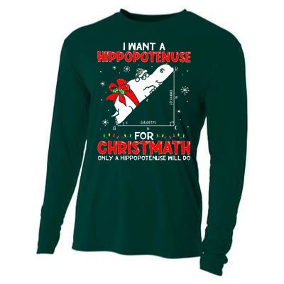 I Want A Hippopotenuse For Christmath Math Teacher Christmas Cooling Performance Long Sleeve Crew