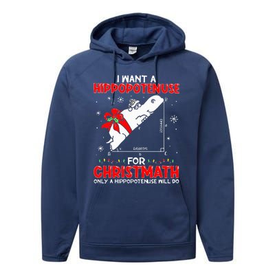 I Want A Hippopotenuse For Christmath Math Teacher Christmas Performance Fleece Hoodie