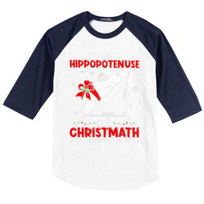 I Want A Hippopotenuse For Christmath Math Teacher Christmas Baseball Sleeve Shirt