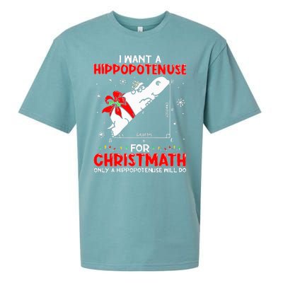 I Want A Hippopotenuse For Christmath Math Teacher Christmas Sueded Cloud Jersey T-Shirt