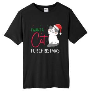 I Want A Cat For Christmas Cute Kitten Cat Lover Present Gift Tall Fusion ChromaSoft Performance T-Shirt