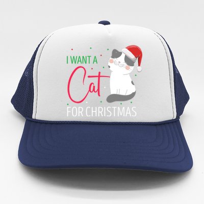 I Want A Cat For Christmas Cute Kitten Cat Lover Present Gift Trucker Hat