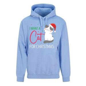 I Want A Cat For Christmas Cute Kitten Cat Lover Present Gift Unisex Surf Hoodie