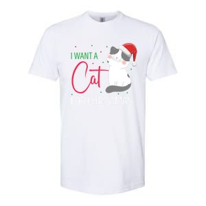 I Want A Cat For Christmas Cute Kitten Cat Lover Present Gift Softstyle CVC T-Shirt