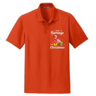 I Want A Flamingo For Christmas Funny Cute Holiday Gift Dry Zone Grid Polo