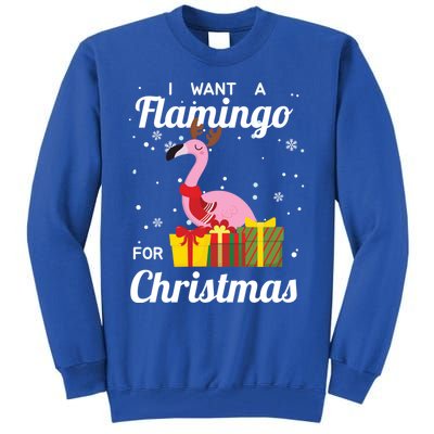 I Want A Flamingo For Christmas Funny Cute Holiday Gift Tall Sweatshirt