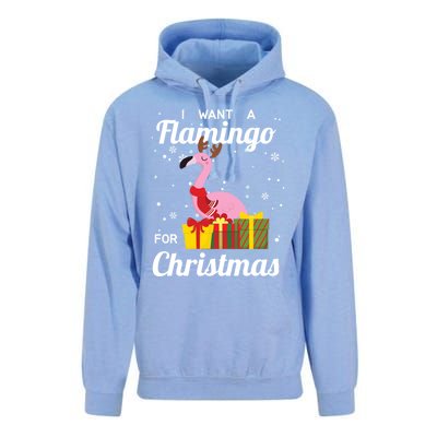 I Want A Flamingo For Christmas Funny Cute Holiday Gift Unisex Surf Hoodie