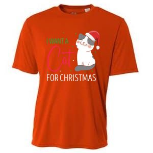 I Want A Cat For Christmas Cute Kitten Cat Lover Present Gift Cooling Performance Crew T-Shirt