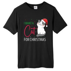 I Want A Cat For Christmas Cute Kitten Cat Lover Present Gift Tall Fusion ChromaSoft Performance T-Shirt