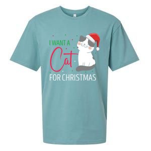 I Want A Cat For Christmas Cute Kitten Cat Lover Present Gift Sueded Cloud Jersey T-Shirt