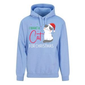 I Want A Cat For Christmas Cute Kitten Cat Lover Present Gift Unisex Surf Hoodie