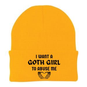 I Want A Goth To Abuse Me Retro Skeleton Hand Heart Funny Gift Knit Cap Winter Beanie