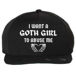 I Want A Goth To Abuse Me Retro Skeleton Hand Heart Funny Gift Wool Snapback Cap