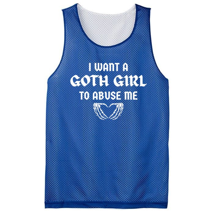 I Want A Goth To Abuse Me Retro Skeleton Hand Heart Funny Gift Mesh Reversible Basketball Jersey Tank