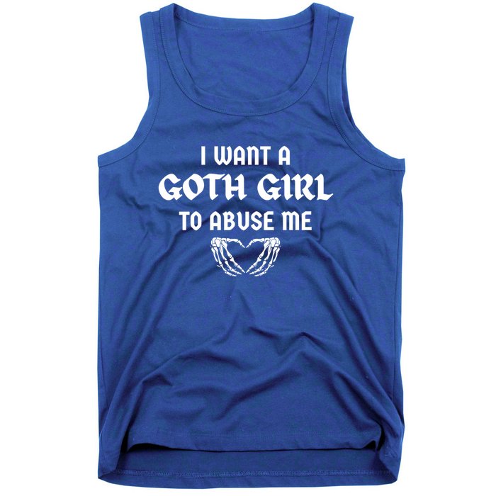 I Want A Goth To Abuse Me Retro Skeleton Hand Heart Funny Gift Tank Top