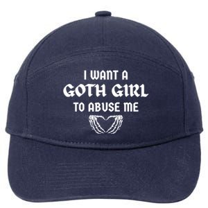 I Want A Goth To Abuse Me Retro Skeleton Hand Heart Funny Gift 7-Panel Snapback Hat