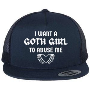 I Want A Goth To Abuse Me Retro Skeleton Hand Heart Funny Gift Flat Bill Trucker Hat