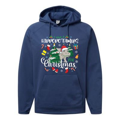 I Want A Hippopotamus For Christmas Xmas Hippo For Funny Gift Performance Fleece Hoodie