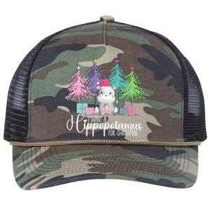 I Want A Hippopotamus For Christmas Xmas Hippo For Women Retro Rope Trucker Hat Cap