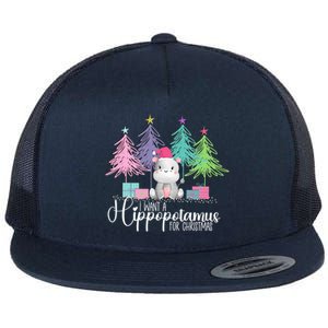 I Want A Hippopotamus For Christmas Xmas Hippo For Women Flat Bill Trucker Hat