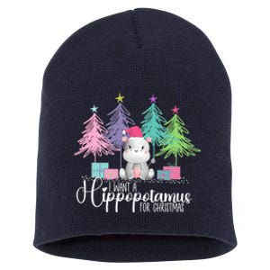 I Want A Hippopotamus For Christmas Xmas Hippo For Women Short Acrylic Beanie