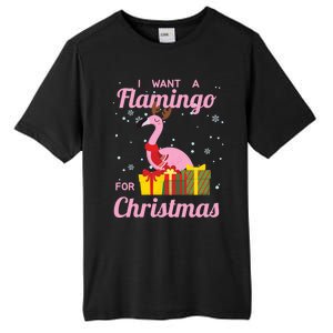 I Want A Flamingo For Christmas Funny Cute Holiday Cute Gift Tall Fusion ChromaSoft Performance T-Shirt