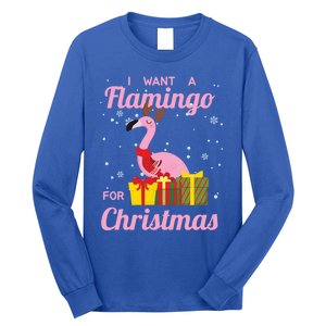 I Want A Flamingo For Christmas Funny Cute Holiday Cute Gift Long Sleeve Shirt