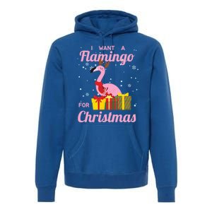 I Want A Flamingo For Christmas Funny Cute Holiday Cute Gift Premium Hoodie