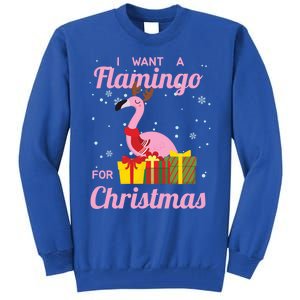 I Want A Flamingo For Christmas Funny Cute Holiday Cute Gift Tall Sweatshirt