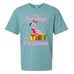 I Want A Flamingo For Christmas Funny Cute Holiday Cute Gift Sueded Cloud Jersey T-Shirt